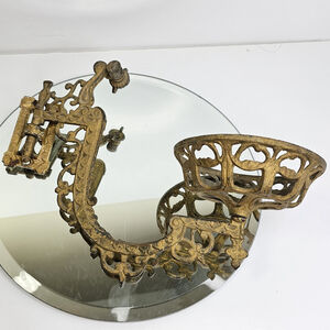 Antique Ideal Stover MFG Cast Iron Gold Oil Lamp Wall Sconce W/ Swing Bracket